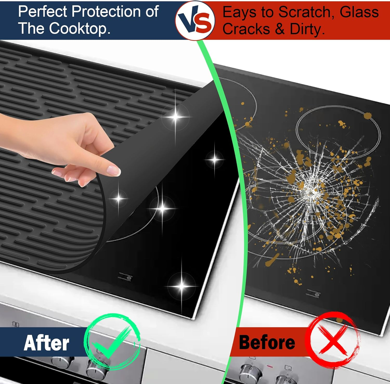 Stove Top Covers for Electric Stove, 28"x20" Premium Heat Resistant Silicone Gla