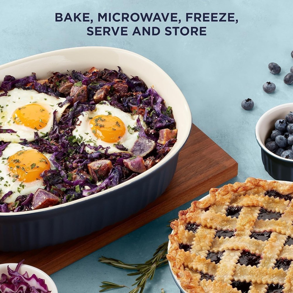 Ceramic Bakeware Set with Lids Chip and Crack Resistant Stoneware Baking Dish, M