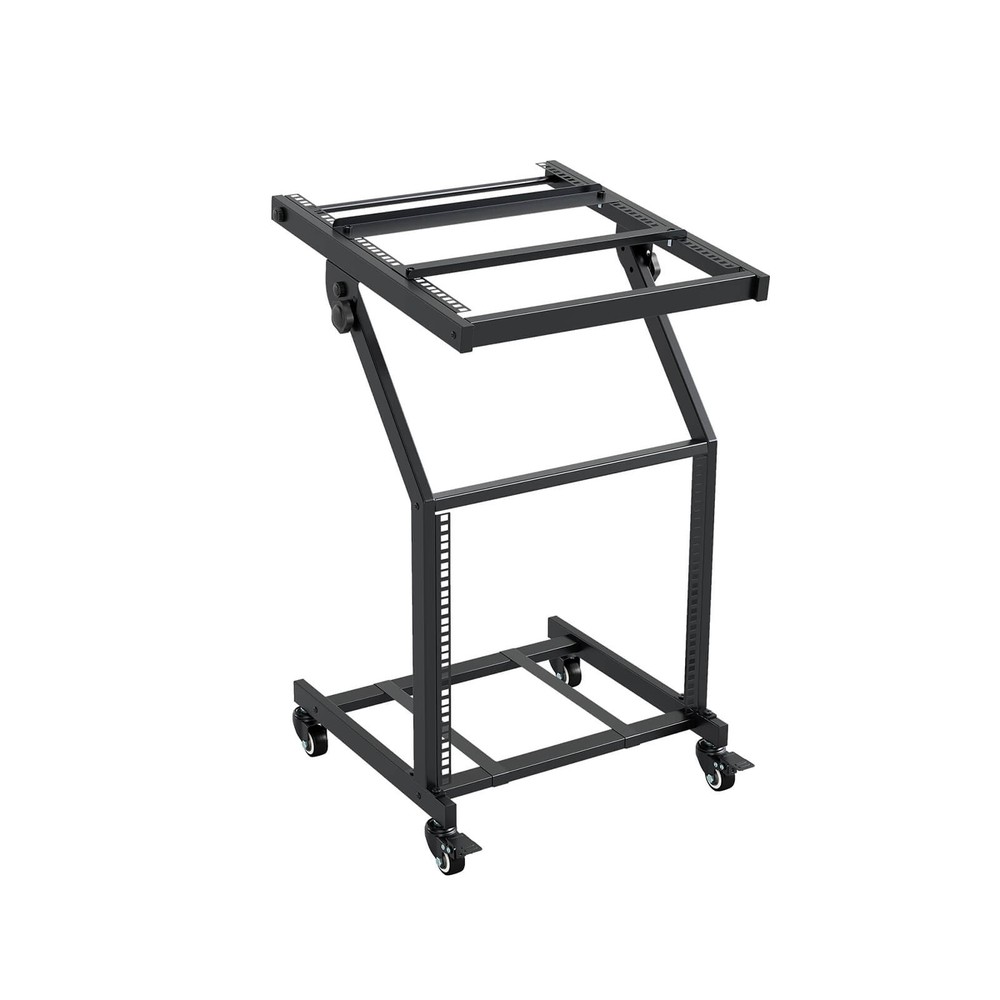 9U 2 Layer Professional Audio Rack Mount w/Adjustable Crossbars Lockable Wheels