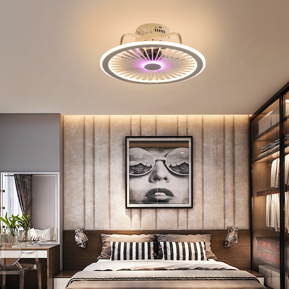 Ceiling Fan Light 48W Dimmable LED Light Flush Mount Lamp Remote Control,Timing