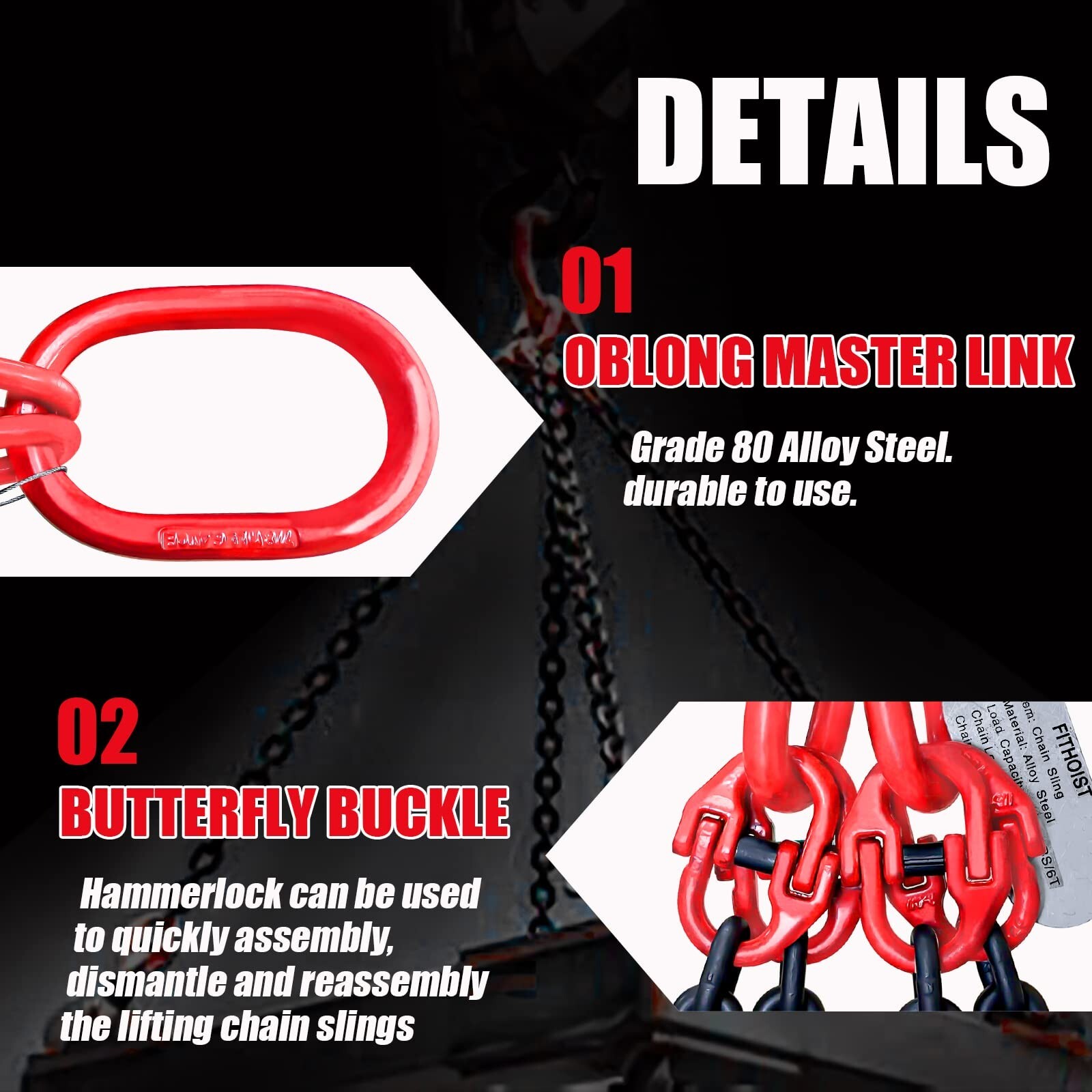 6 Ton 4 Leg Chain Sling, G80 Alloy Steel 4 Way Chain Slings Quadruple Leg Slings