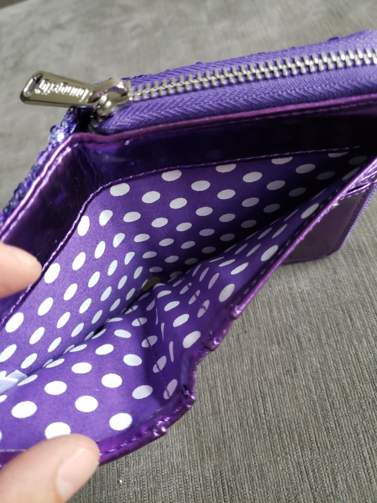 Disney Parks Exclusive Loungefly Minnie Potion Purple Sequined Wallet NWOT