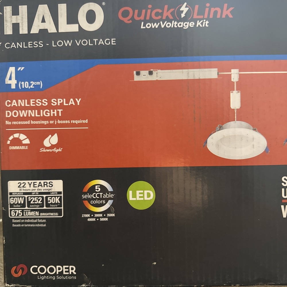 (4-Pack) HALO 4" QuickLink Low Voltage Recessed Canless Dimmable LED Starter Kit