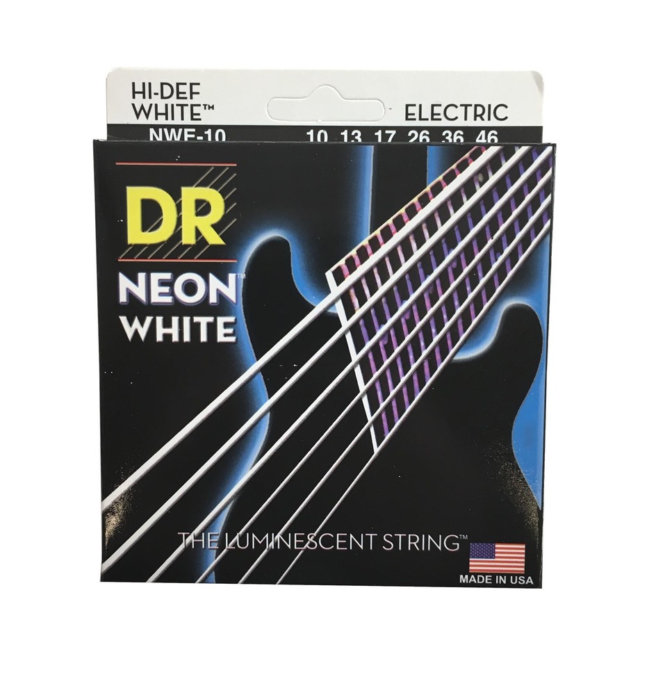 DR Strings Guitar Strings 3 Sets Electric Neon White 10-46 Medium