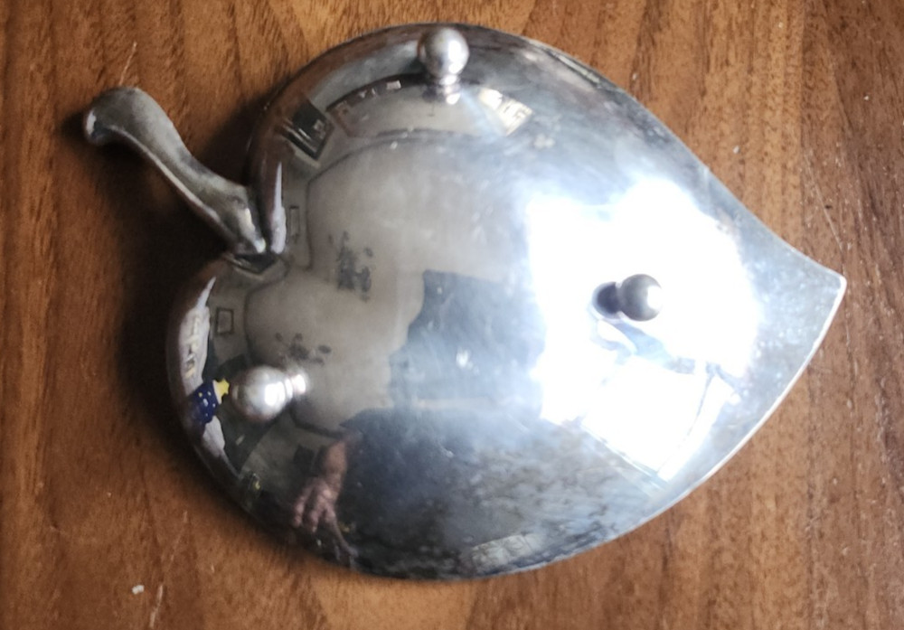 Vintage Silver Plate Leaf Dish Candy Fruit Olive Nut Plate Footed Antique