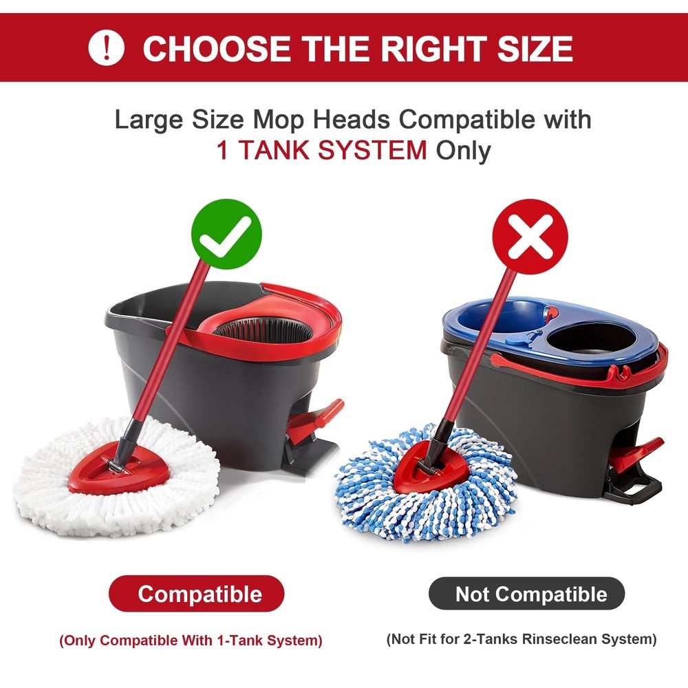 4 Pack Mop Heads Replacements for O-Ceda Easy Wrin Spin System, Microfiber Re...