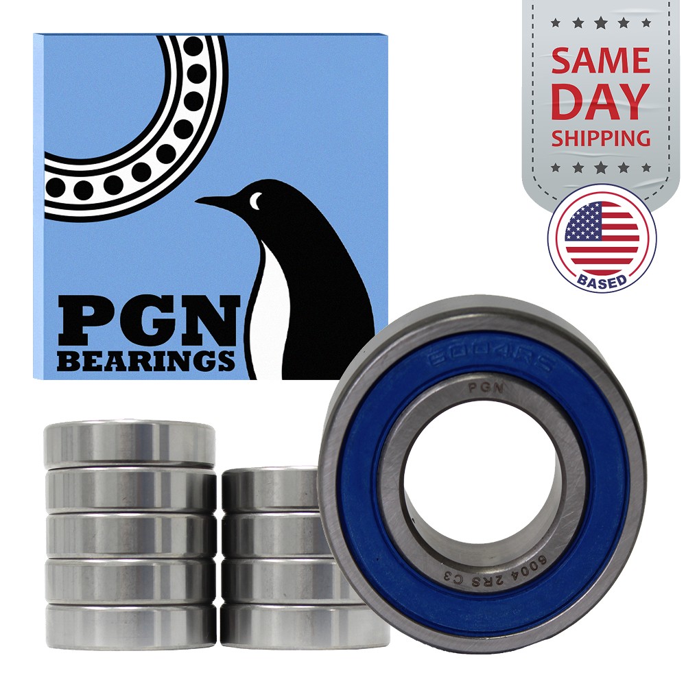 (10) 6004-2RS Premium Rubber Seal Ball Bearing C3 EMQ, 20x42x12, 6004 2RS 6004rs