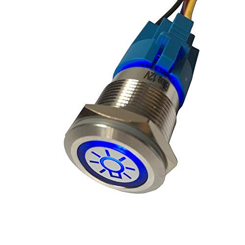12V Car Vehicle Blue LED Light Push Button Metal Toggle Switch Headlight