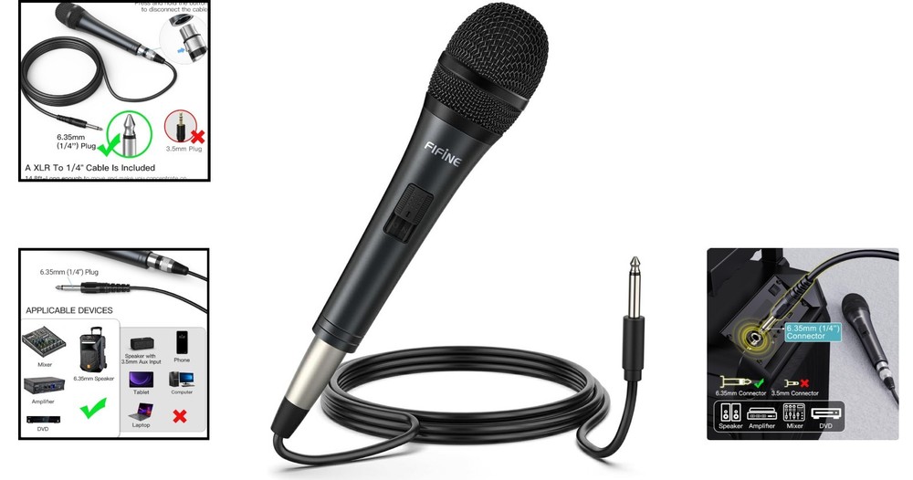 Dynamic Karaoke Microphone with 14.8ft Cable - Perfect for Live Performances