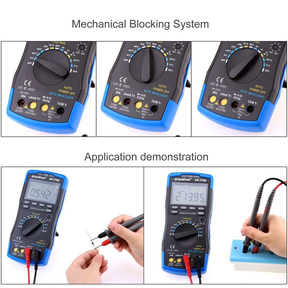 Holdpeak Digital Multimeter Auto Range 40000 Counts BarGraph AC/DC Volt AMP Test