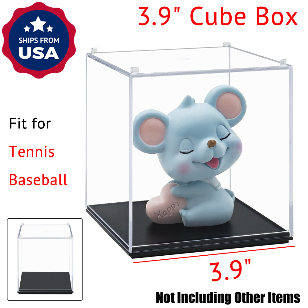 US Clear Acrylic Display Box Case Perspex Dustproof Plastic Base Protection 3.9"