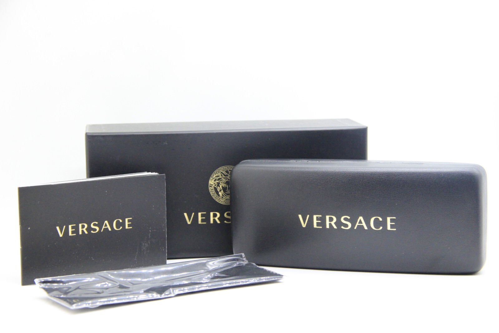 NEW VERSACE BLACK AUTHENTIC EYEGLASSES SUNGLASSES CASE W/CLOTH