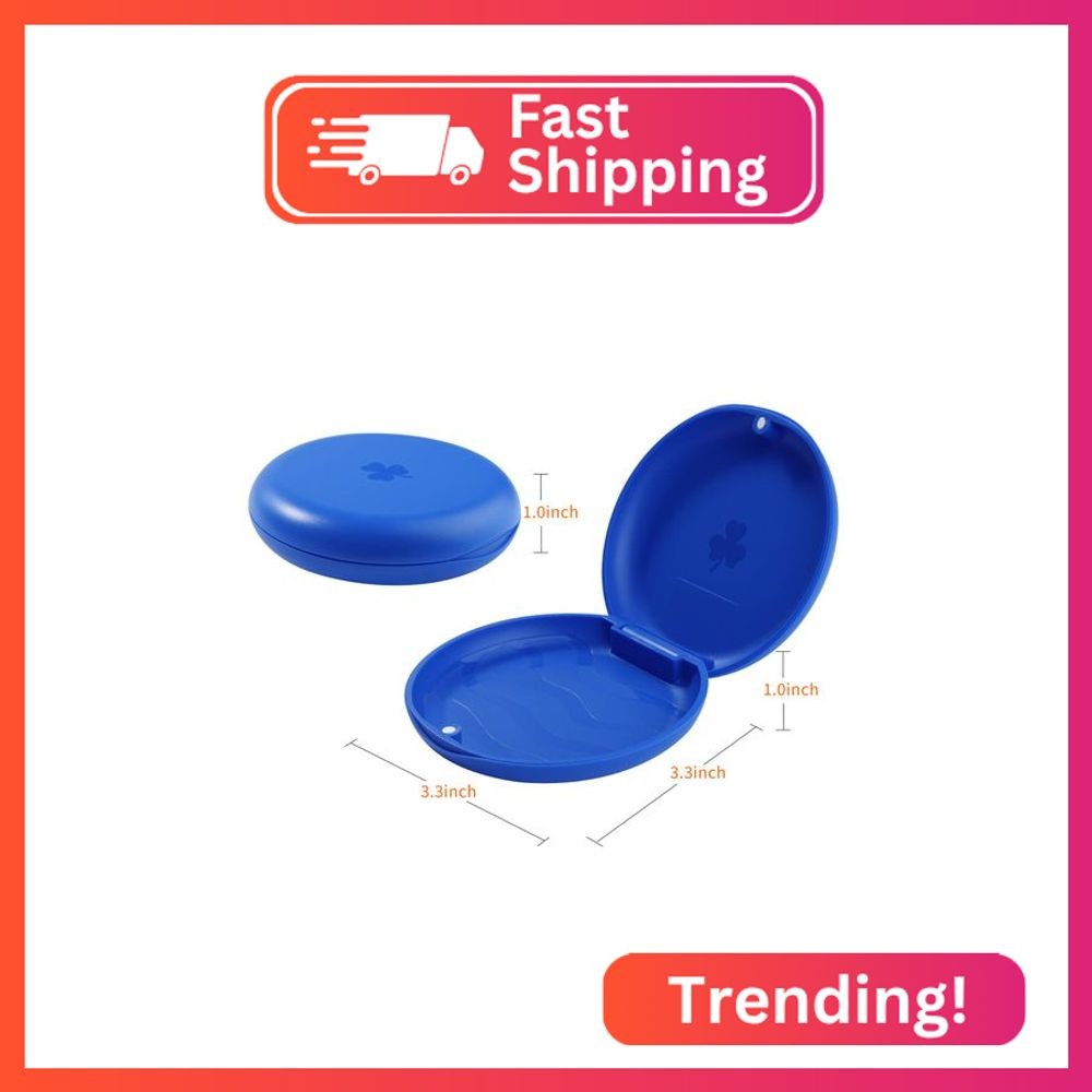 ZIZNBA (2 Pack Retainer Cases,Solid Orthodontic Retainer Cases (Blue)