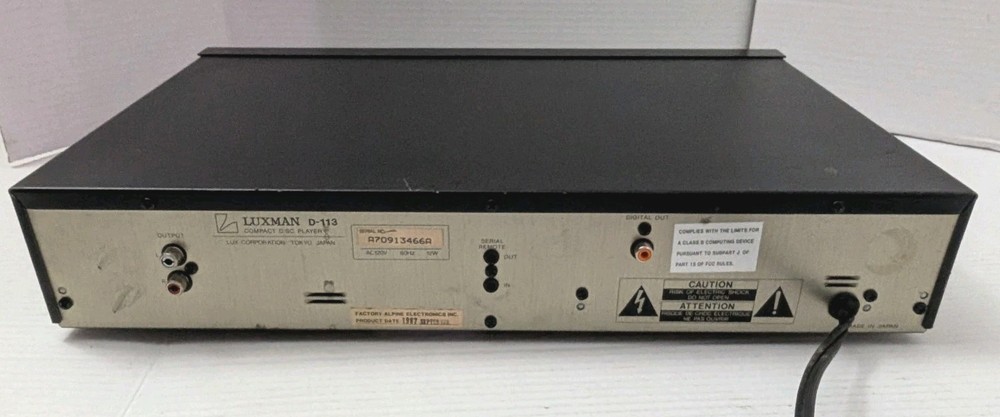 Luxman DC-113 Compact Disc Player Tested No Remote Works Super