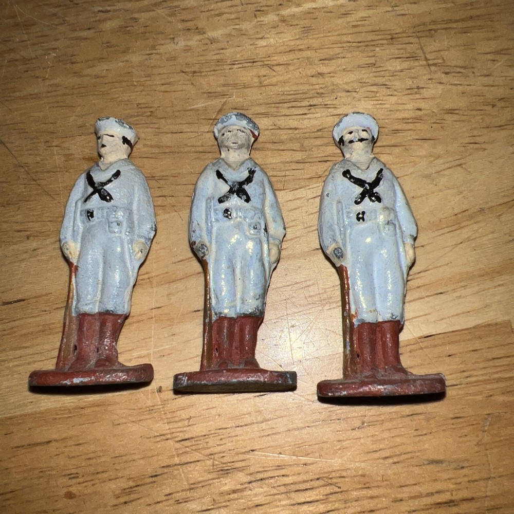 3 Vtg Die Cast Navy Sailor Mini Figures