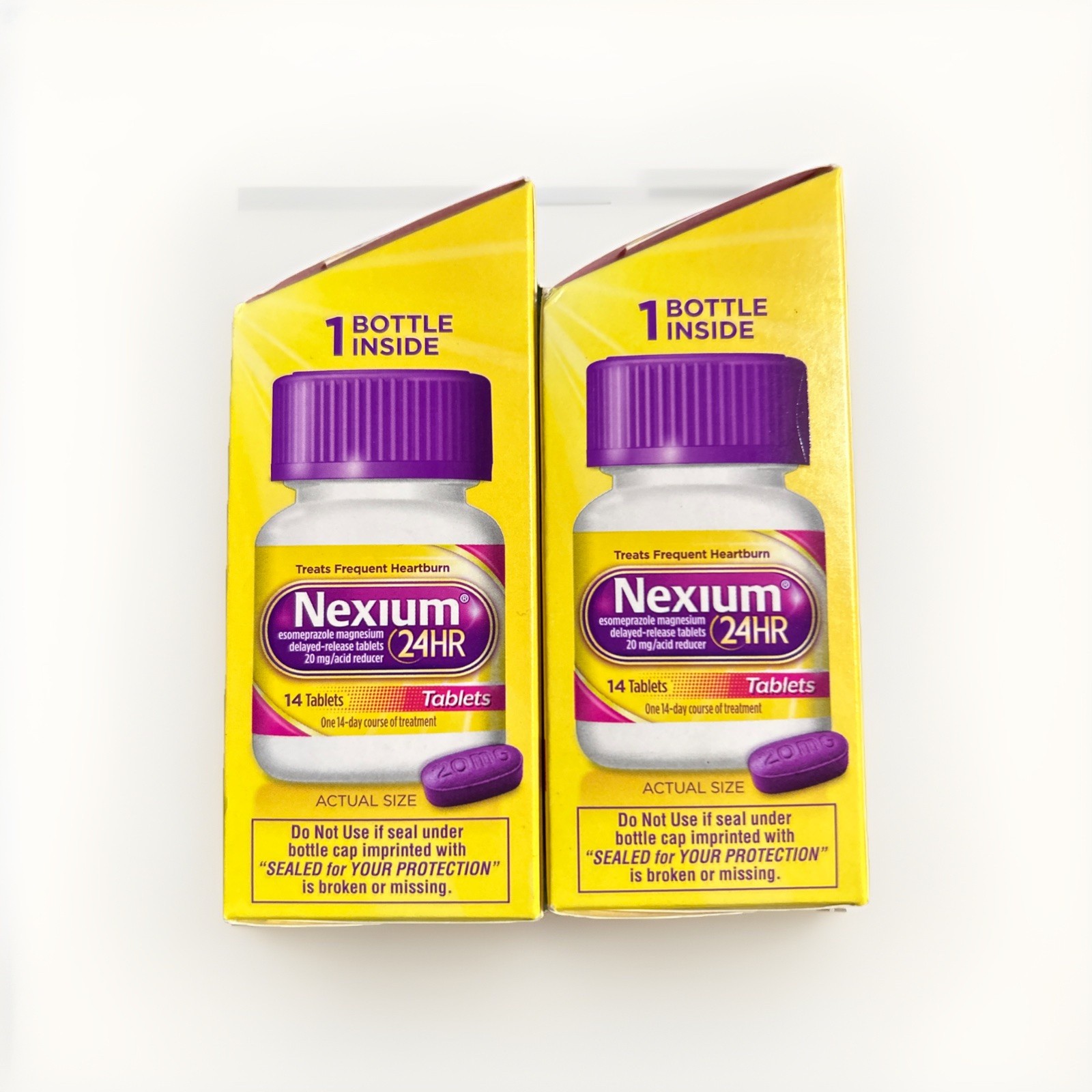 2 Bottles! Nexium 24hr Delayed Release Heartburn Relief 20 mg TABLETS- Exp 8/26