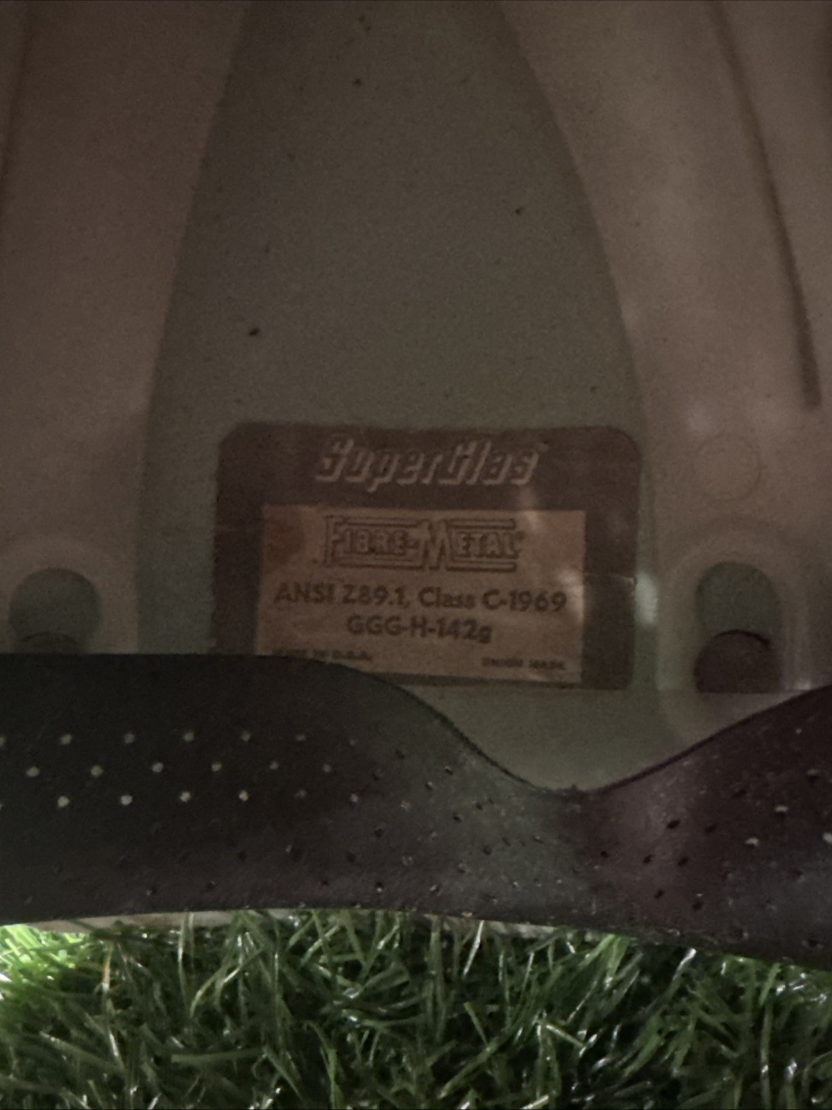 VTG 1969 Super-Glas Hard Hat with Blue and Yellow Stripe Design Kraft Foods?