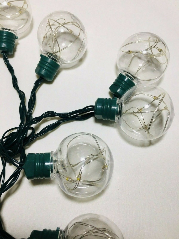 Garden Lights 10 Globe Sphere Wire LED Battery Timer Indoor/ Outdoor String 6 ft
