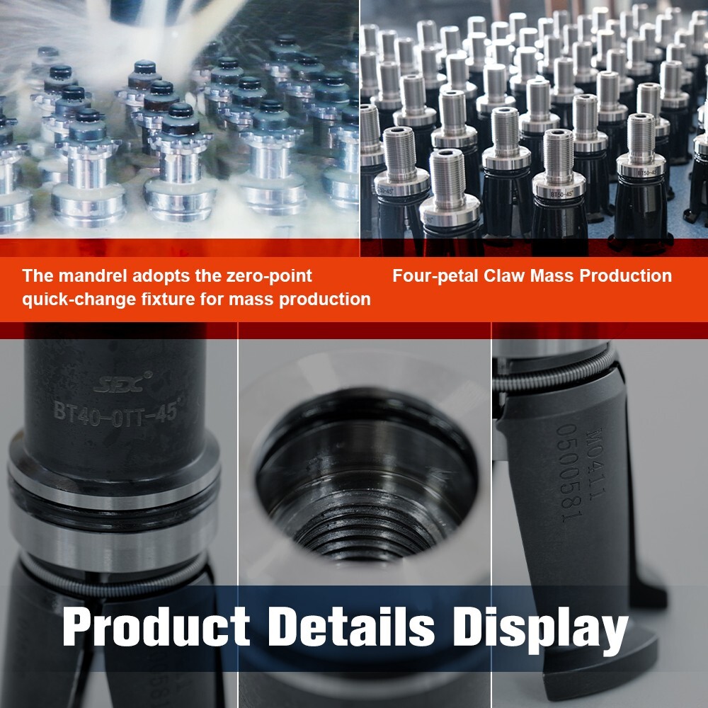 Spindle Claw BT40-OTT-45 Degree Internal Thread Pull Claw Spindle Four Claw