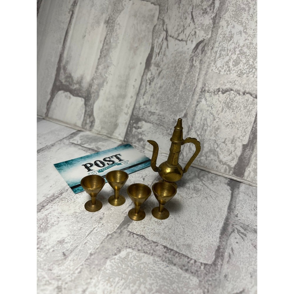 Vintage Brass Doll House Tea Set