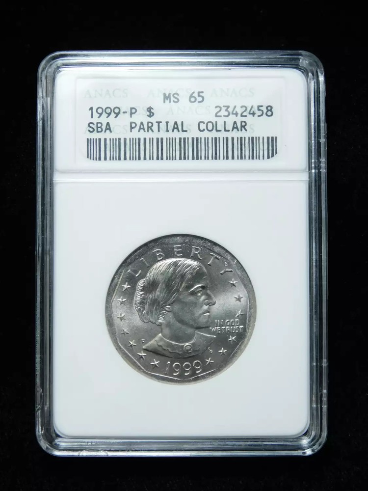 1999-P $1 Susan B Anthony Dollar - ANACS MS65 Partial Collar Error