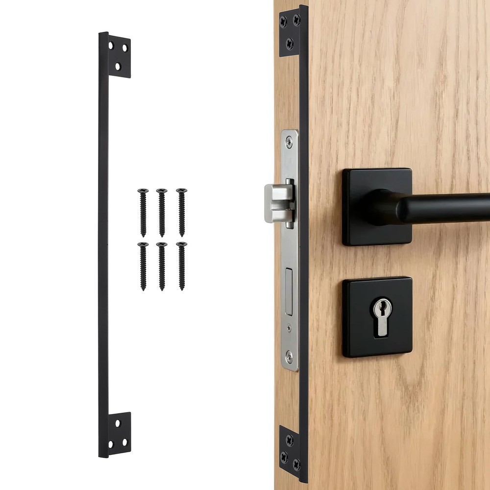 Door Latch Guard Plate, 11" Door Security Protector Shield, Black