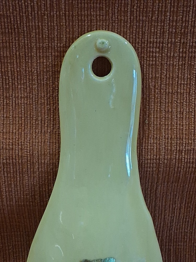 Cactus & Bird Design Ceramic Spoon Rest Yellow