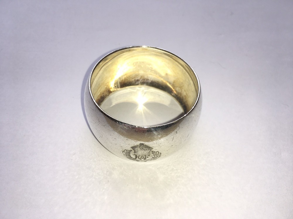 C1930s-40s VINTAGE ROYAL AIR FORCE MAPPIN&WEBB SILVER PLATED MESS NAPKIN RING