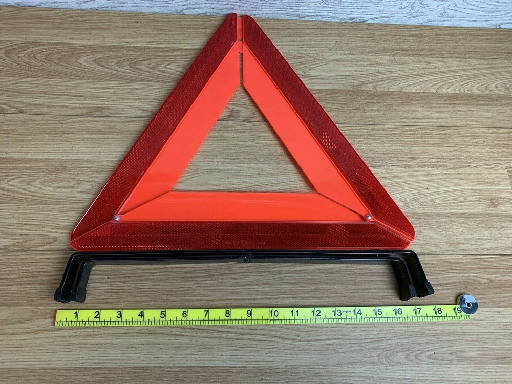 Emergency Warning Triangle Reflective Safety Kit Red Case Car Roadside Hazard