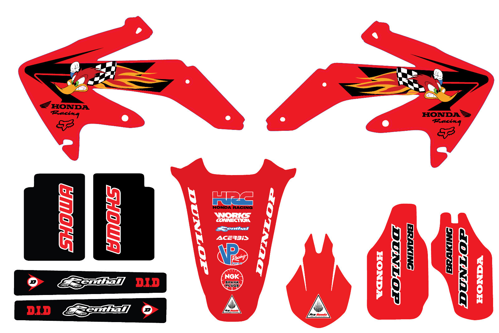 HONDA CRF450 WOODY GRAPHICS  2005 2006 2007 2008 21mil  GLOSS LAMINATED DECALS