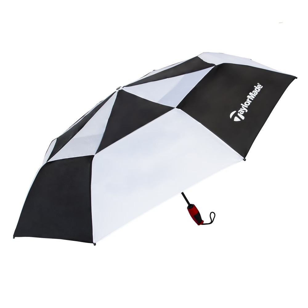 Compact Golf Umbrella 47 Inch Black White Windproof Automatic Open Large Canopy