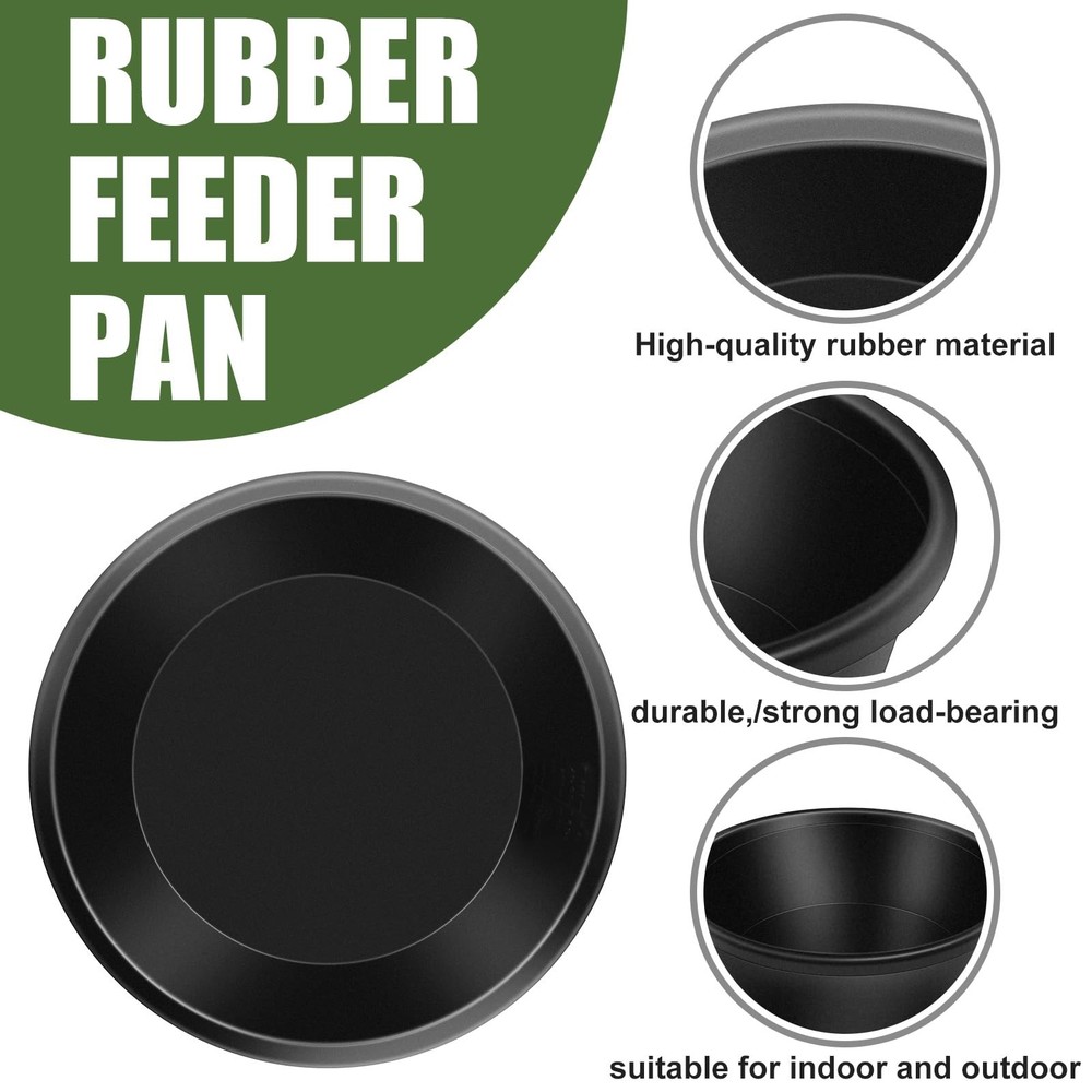4pcs Rubber Feeder Pan - 4 Quart Durable Feed Pan, Resistant Black