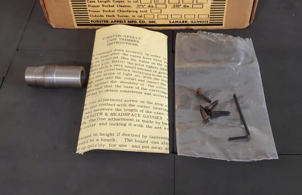 Forster Lanark Case Trimmer w/ Instructions Hardware Tool Accessory Box