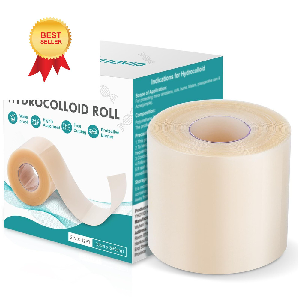 Hydrocolloid Roll for Wound Care, Patch 2in x 12ft, Transparent