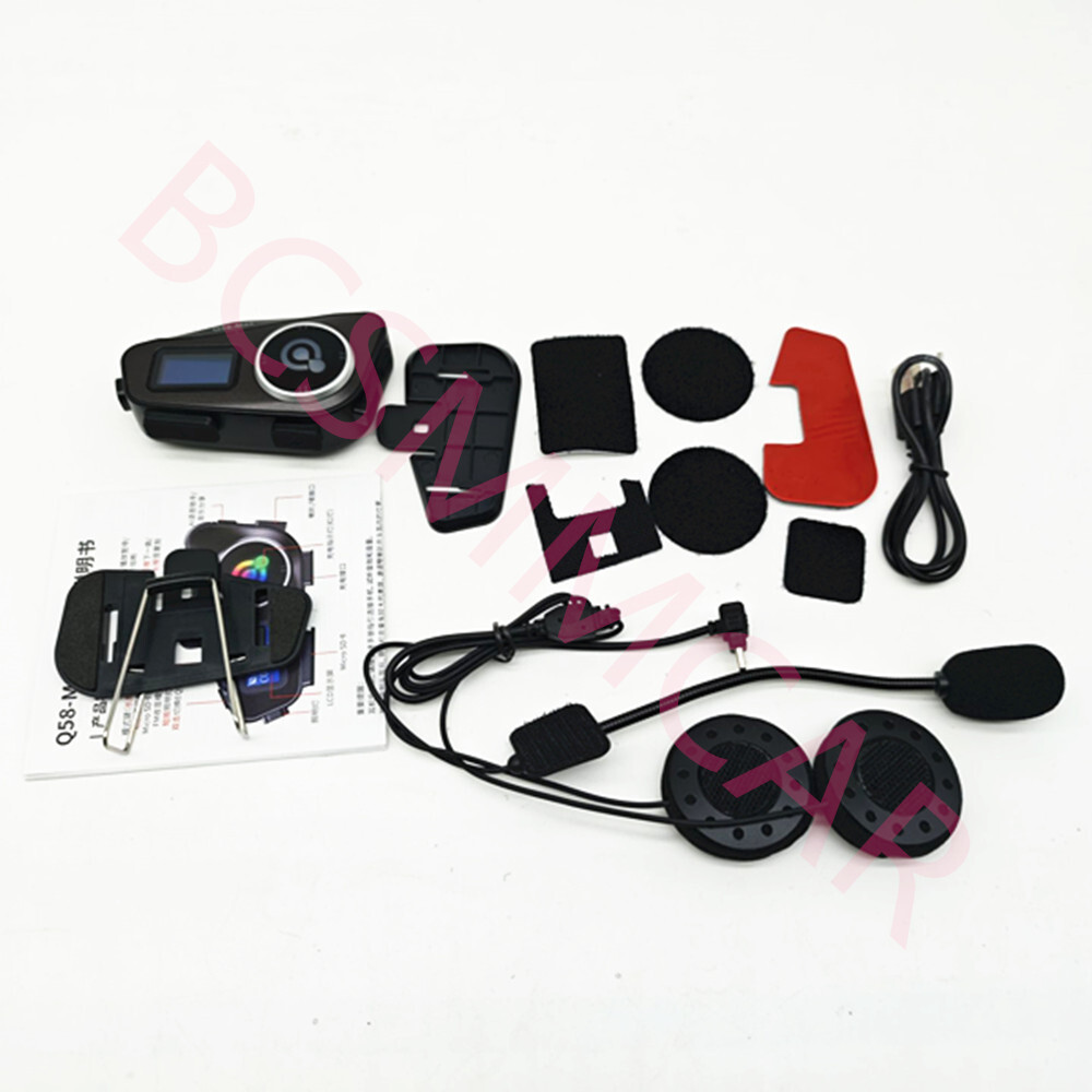 LCD Display Motorcycle Helmet Bluetooth Headset Intercom Waterproof Riders Music