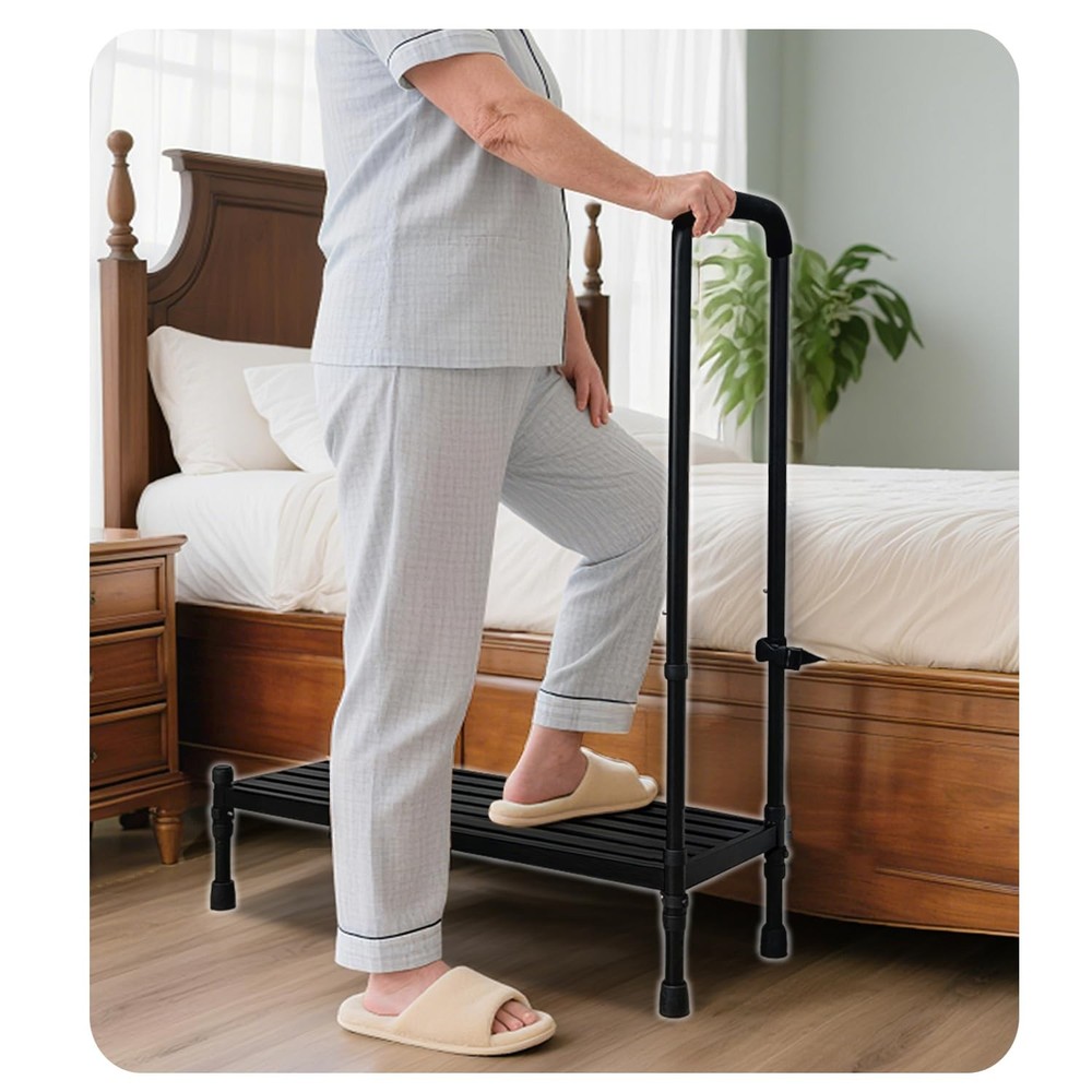 Medical Step Stool with Handle, Bed Step Stool for Elderly, 30.5" Long Bedsid...