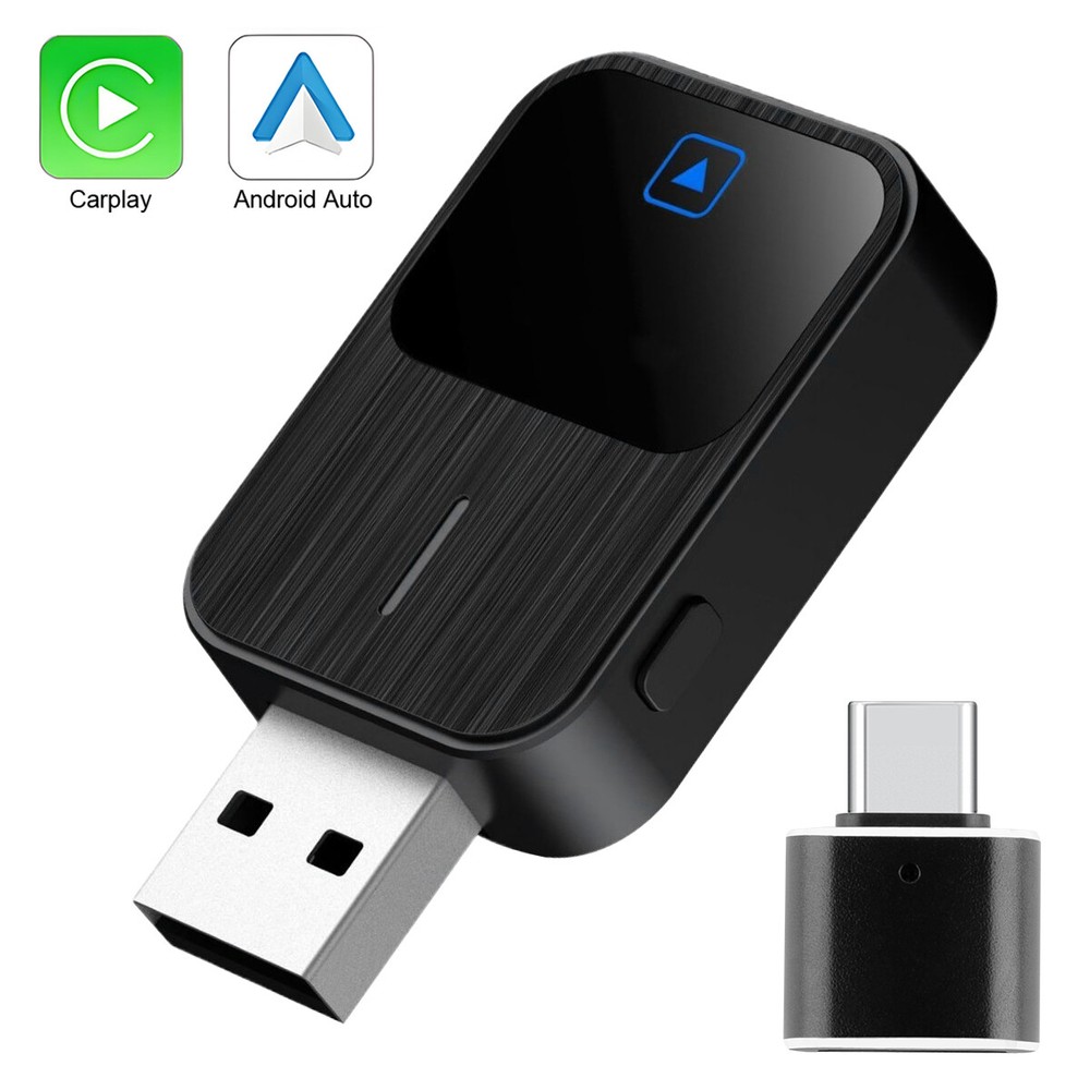 2in1 Wireless CarPlay Adapter Android Auto Car Auto Navigation Player USB US
