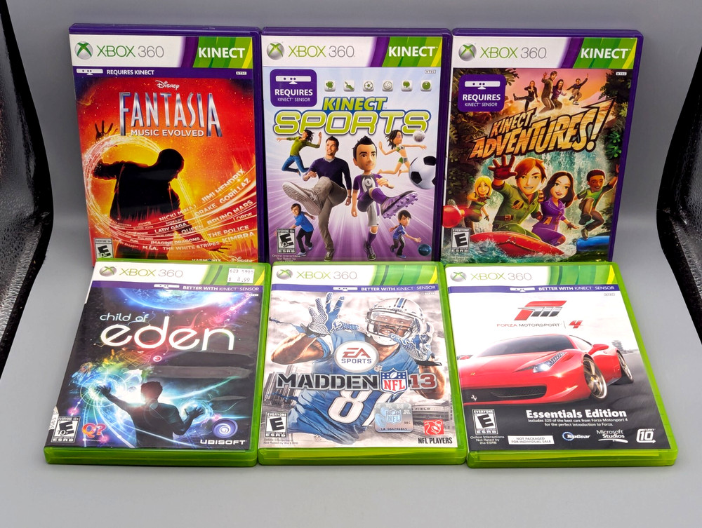 OEM Microsoft Xbox 360 Kinect Sensor Bundle + 6 Games Forza Eden Madden TESTED