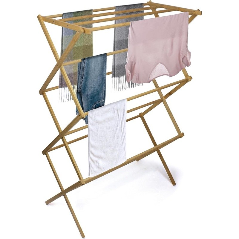 Eco-Friendly Bamboo Drying Rack Collapsible Space Saving Sturdy 10 Bars New