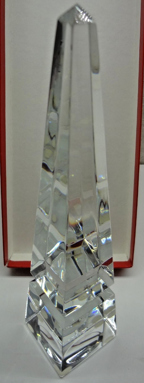 Baccarat Art Crystal Pyramide Monument Louxor 10" Obelisk Made France FREE SHIP!