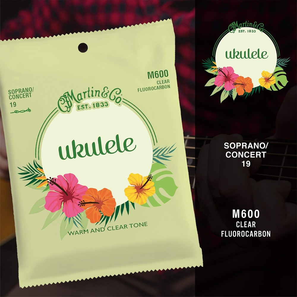 Martin Ukulele Strings – Fluorocarbon, Soprano/Concert, Multicolor