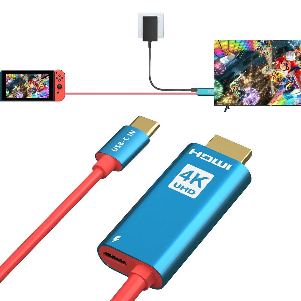 Switch Dock for Nintendo Switch & OLED, USB C to HDMI Adapter Charger Cable, 2M/