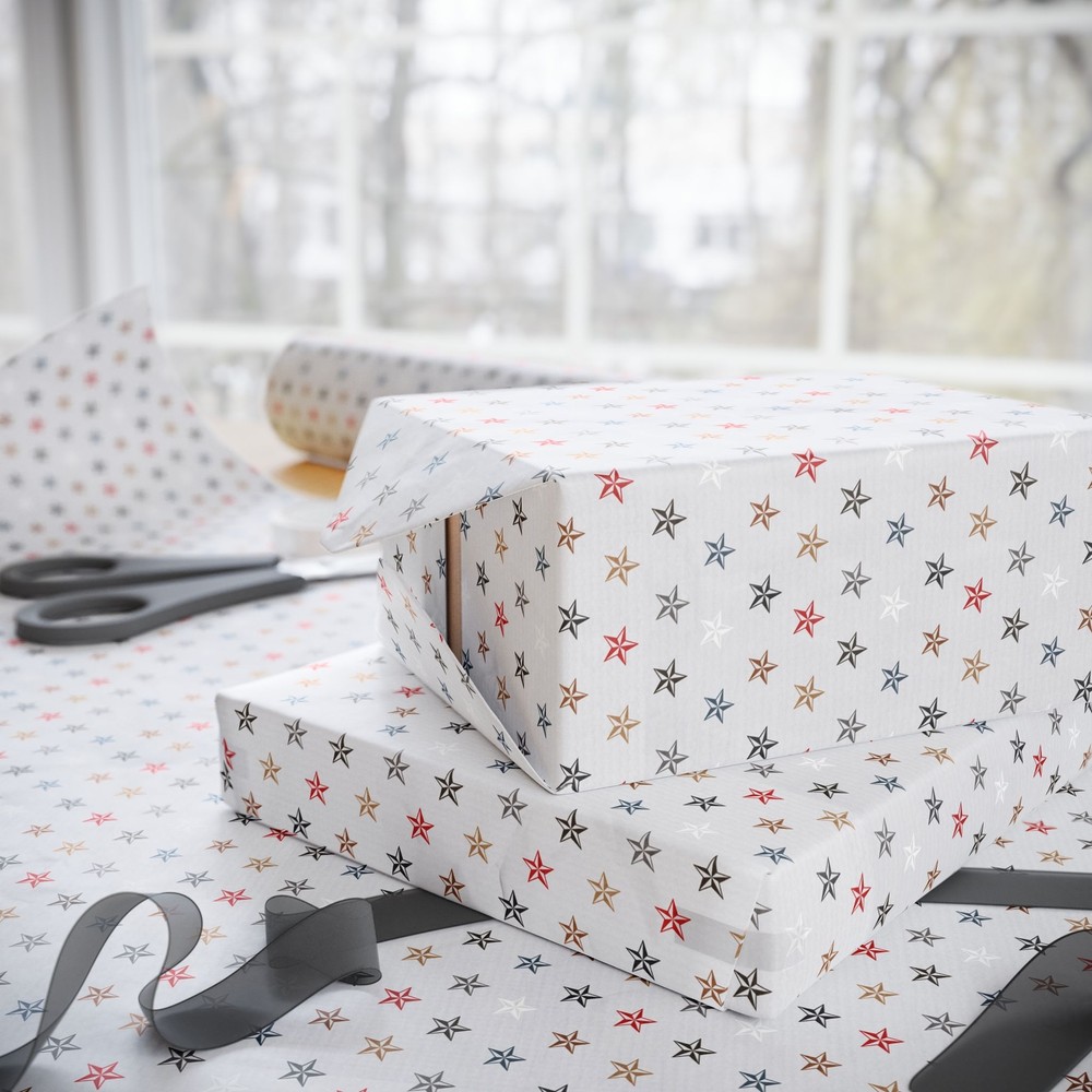 Light Grey With Star Pattern Wrapping Papers