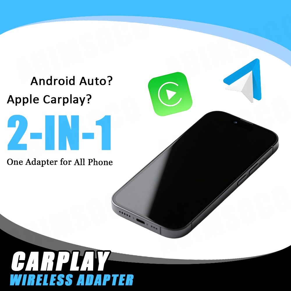 2-in-1 Mini Wireless Android Auto Carplay Adapter Plug & Play Quick-connect