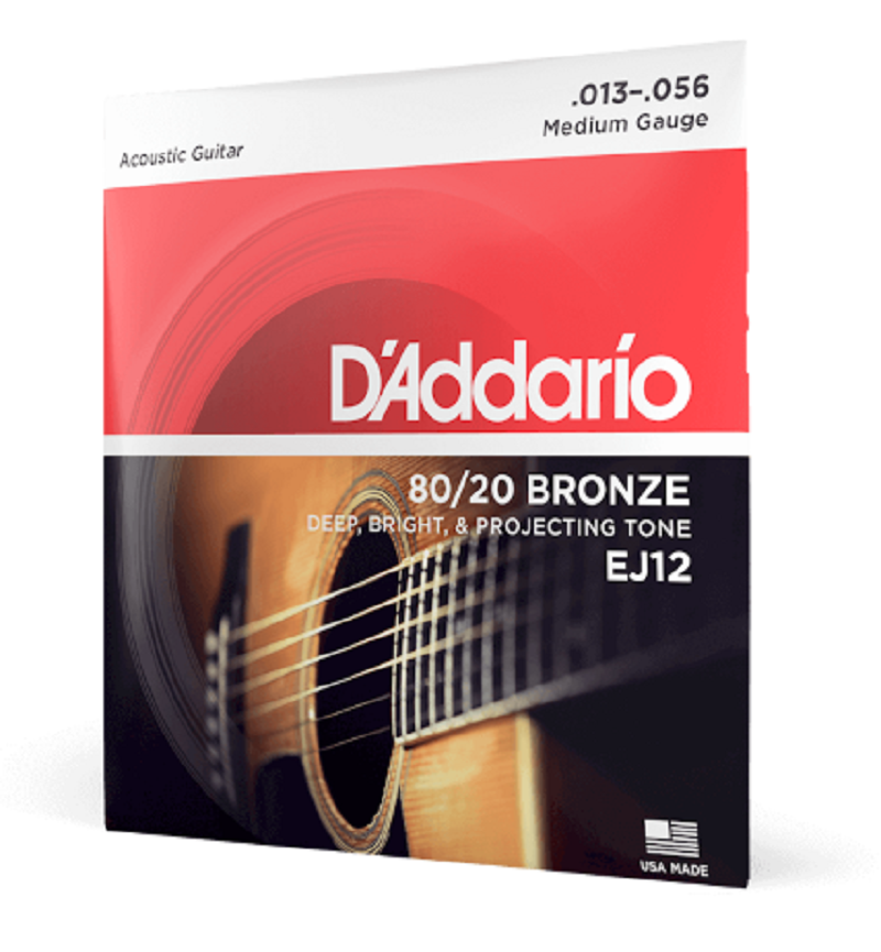 D'Addario EJ12 Medium 80/20 Bronze 13-56 6 String Acoustic Guitar Strings