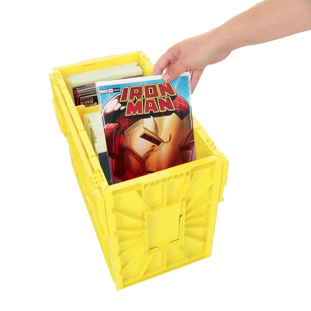 BCW Comic Book Bin Heavy Duty Plastic Box Stackable Holds 150 Bagged in YELLOW