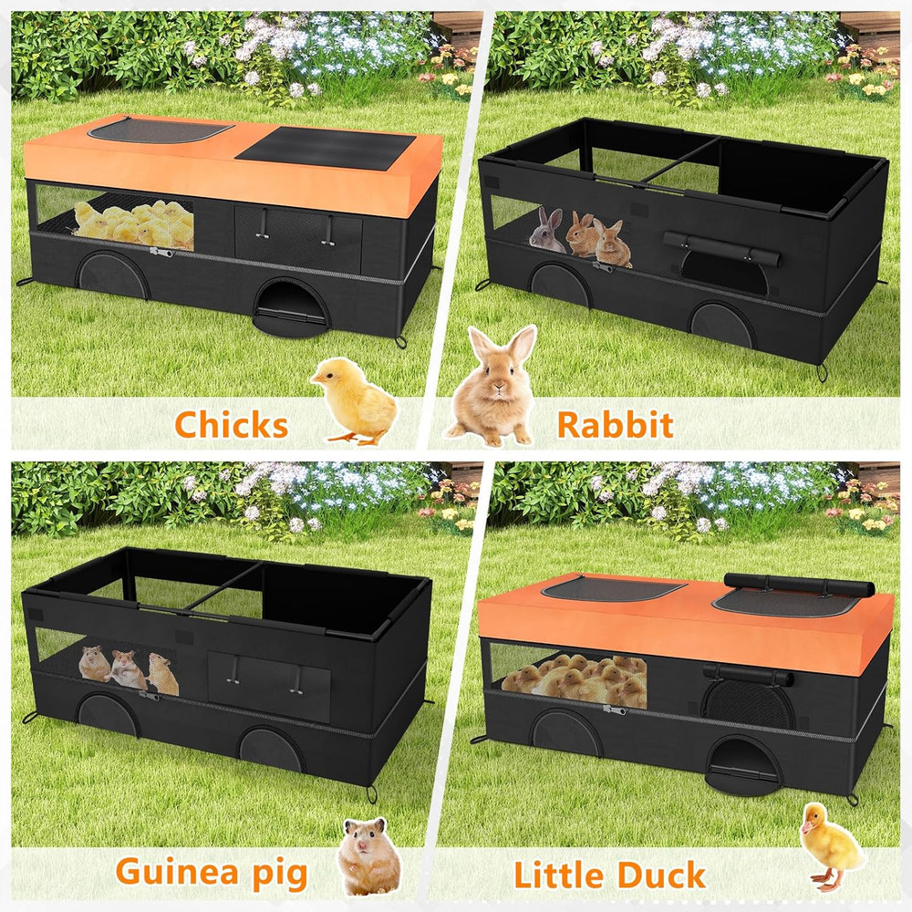 64" Large Chicken Brooder, Brooder Box for Chicks with Zipper Doors, Removable W