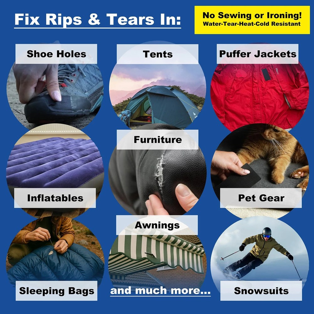 Self-Adhesive, Waterproof Polyester Repair Patches (2 Pack)