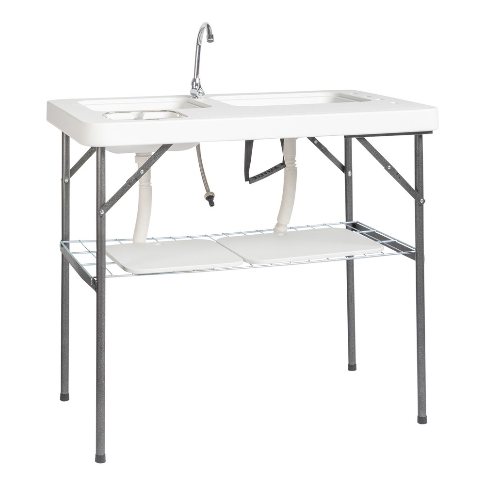 HDPE Rectangular With Barbed Wire Foldable Outdoor Fish Killing Table White