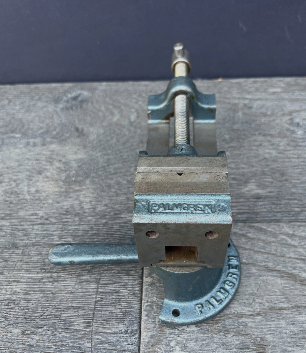 Vintage Palmgren Drill Press Vise w/ Cast Iron Swivel Base/Stand - 2.5" Jaws